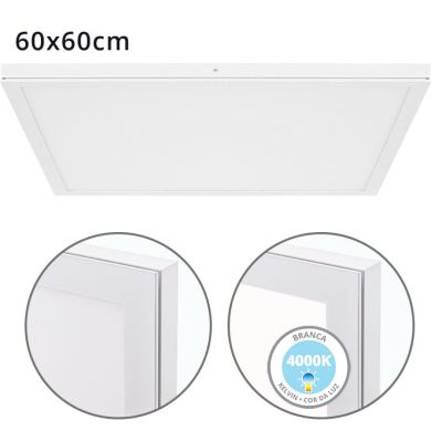 Painel de superfície VOLTAIRE 60x60 48W LED 3840lm 4000K 120° C.60xL.60xAlt.2,3cm Branco
