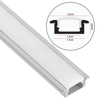Profile for LED strip with tabs with opaline diffuser (to be recessed) W.24.7xH.7mm