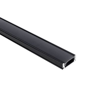 Calha sem abas para fita LED preto com difusor preto L.17,4x Alt.7mm