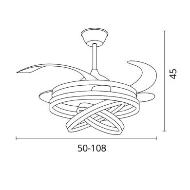 Ceiling fan DC SFERA white, 4 retractable blades, 72W LED 3000|4000|6000K, H.45xD.108/50cm