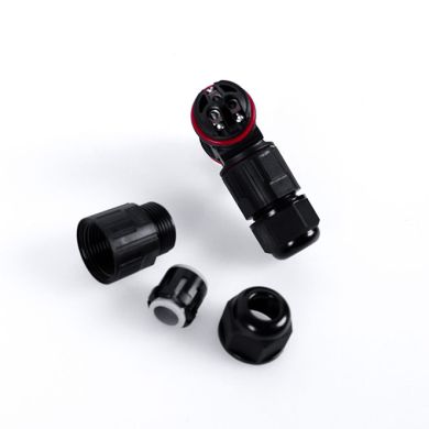 T-shaped black waterproof connector, 3x1.0-2.5mm2 450V/24A IP68 110°C