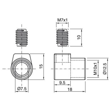 Cerra-cabos com rosca femea M10x1, em resina termoplástica branca