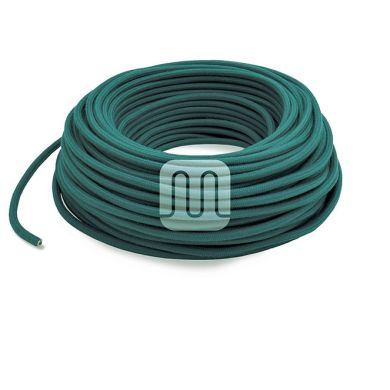Cable eléctrico cubierto con tela redonda flexible H03VV-F 2x0,75 D.6.8mm verde turquesa TO444