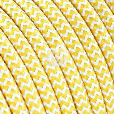 Cabo elétrico redondo flexível revestido a tecido H03VV-F 2x0,75mm2 D.6.2mm em amarelo/branco TO108