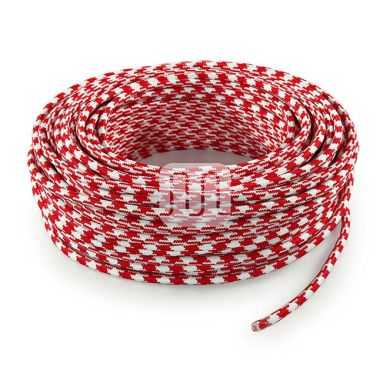 Cable eléctrico cubierto con tela redonda flexible H03VV-F 2x0,75 D.6.2mm blanco /rojo TO207