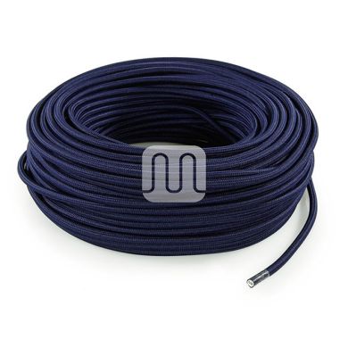 Cable eléctrico cubierto con tela redonda flexible H03VV-F 2x0,75 D.6.2mm azul oscuro TO75