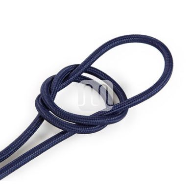 Cable eléctrico cubierto con tela redonda flexible H03VV-F 2x0,75 D.6.2mm azul oscuro TO75