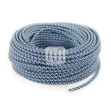 Flexible round fabric covered electrical cable H03VV-F 2x0,75 D.6.2mm turquoise TO303