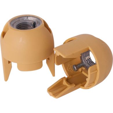 Capa dourada p/suporte E14 de 2-pc c/porca metálica M10 e parafuso anti-rotação, resina termoplástic