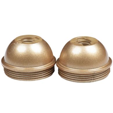 Capa dourada brilhante p/suporte E27 de 3-peças com rosca (M10x1) e batente, em resina termoplástica