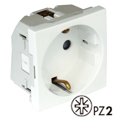 Safety Earth Socket (Schuko type) Horizontal Apertures (2 Modules), mate white