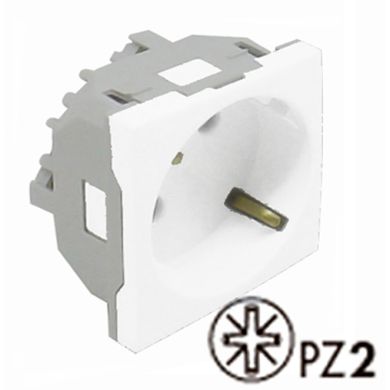 Safety Earth Socket (Schuko Type) QUADRA45 (2 modules) 16A 250Vac in matte white