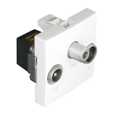 R-TV-SAT Socket (Terminal Type) (2 Modules) in white