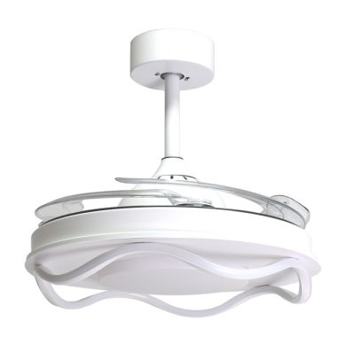 Ceiling fan DC ANTEA white, 4 retractable blades, 80W LED 3000|4000|6000K, H.35xD.108/50cm