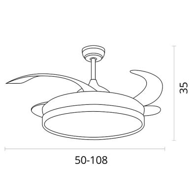 Ceiling fan DC QUEBEC white, 4 retractable blades, 72W LED 3000|4000|6000K, APP, H.35xD.108/50cm
