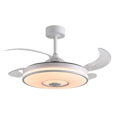 Ventoinha de tecto COLORS branca, 4 palas retráteis, 72W LED 3000|4000|6000K, APP, Alt.35xD.108/50cm