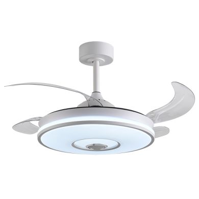 Ventoinha de tecto COLORS branca, 4 palas retráteis, 72W LED 3000|4000|6000K, APP, Alt.35xD.108/50cm