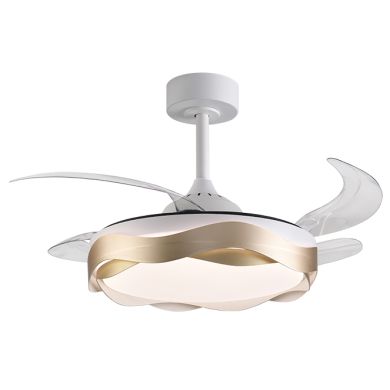 Ceiling fan DC ONDAS gold, 4 retractable blades, 72W LED 3000|4000|6000K, H.35xD.108/50cm