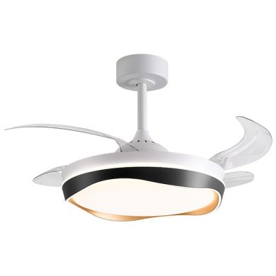 Ventoinha de tecto ALMATI preto/ouro, 4 palas retráteis, 72W LED 3000|4000|6000K, Alt.35xD.108/50cm