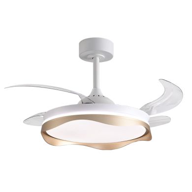 Ceiling fan DC OLAS white/gold, 4 retractable blades, 72W LED 3000|4000|6000K, H.35xD.108/50cm