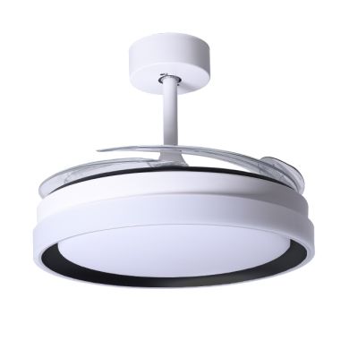 Ceiling fan DC KIGALI white/black, 4 retractable blades, 72W LED 3000|4000|6000K, H.35xD.108/50cm
