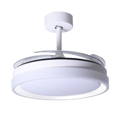 Ceiling fan DC KIGALI white/white, 4 retractable blades, 72W LED 3000|4000|6000K, H.35xD.108/50cm