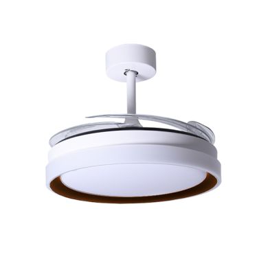 Ceiling fan DC KIGALI MINI white/brown, 4 retractable blades, 48W LED 3000|4000|6000K H.35xD.91/40cm