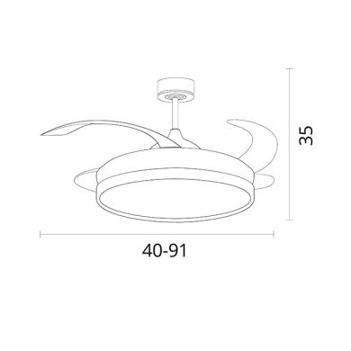 Ceiling fan DC KIGALI MINI white/gold, 4 retractable blades, 48W LED 3000|4000|6000K, H.35xD.91/40cm