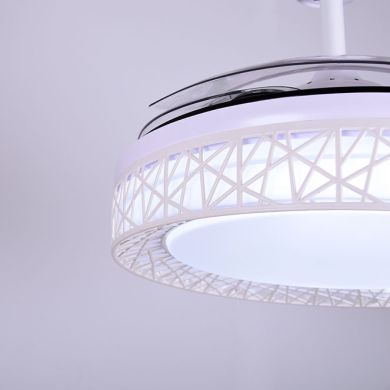 Ceiling fan DC NIDO white, 4 retractable blades, 72W LED 3000|4000|6000K, H.35xD.108/50cm