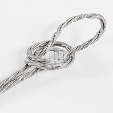 Cable eléctrico H05V2-K cubierto con tela torcida FRRTX 2x0,75 D.5.8mm plata