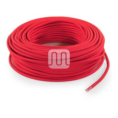 Flexible round fabric covered electrical cable H03VV-F 3x0,75 D.6.4mm red TO57