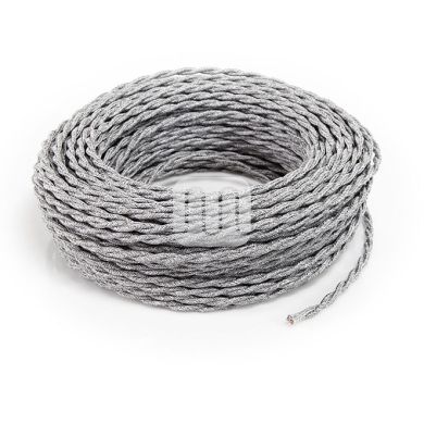 Twisted fabric covered electrical cable H05V2-K FRRTX 2x0,75 D.6.3mm canvas grey TR402