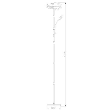 Floor lamp IRIS with reading arm 20W+7W LED CCT (3000K-6000K), in black