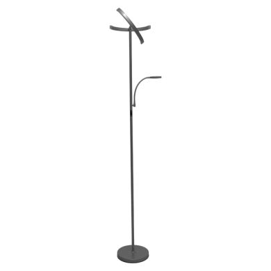 Floor lamp IRIS with reading arm 20W+7W LED CCT (3000K-6000K), in silver