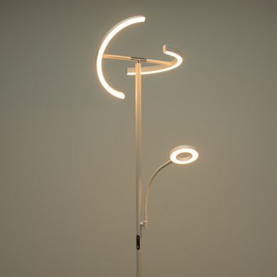 Floor lamp IRIS with reading arm 20W+7W LED CCT (3000K-6000K), in white