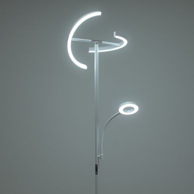 Floor lamp IRIS with reading arm 20W+7W LED CCT (3000K-6000K), in white