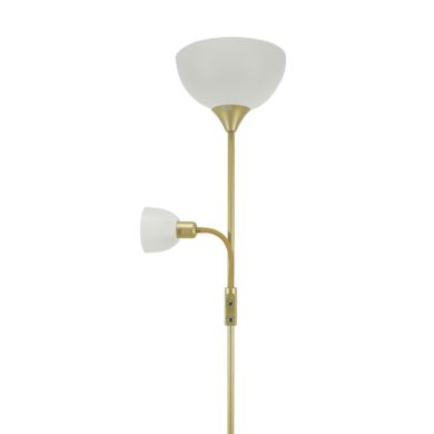 Candeeiro de pé TORINO com braço de leitura 1xE27+1xE14 Alt.179xD.25cm dourado