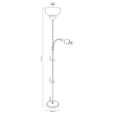 Lámpara de Pie TORINO 1xE27 + 1xE14 A.179xD.25cm oro