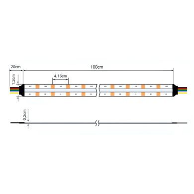 Fita LED COB 24Vdc 20W/m 840LED/m RGB+CCT (2700+6000K) IP20 650lm/W 1m (múltiplos de 5m)