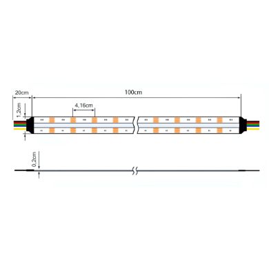 Tira LED COB 24Vdc 20W/m 840LED/m RGB+CCT (2700+6000K) IP68 650lm/W 1m (múltiplos de 5m)