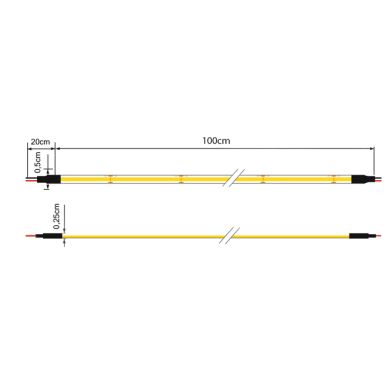 Fita LED COB 24V 8W/m 400LED/m 2700K IP20 com corte livre 1m (múltiplos de 5m)