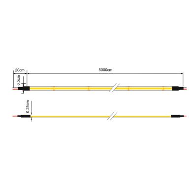 Tira LED COB 24Vdc 8W/m 400LED/m 2700K IP20 50m/rollo