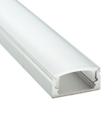 Perfil sin alas para tira de LED blanco con difusor opalino An.17,3x Al.7,59mm