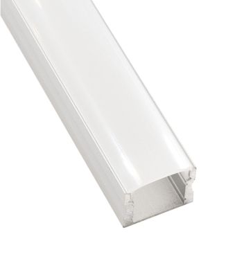 Perfil sin alas para tira LED blanco con difusor opalino An.17,6x Al.14,47mm
