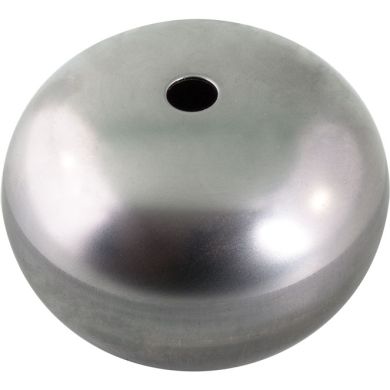 Flattened open sphere H.4,9xD.8cm with 1 central hole, in raw iron