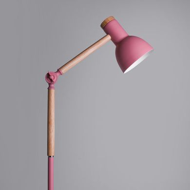 Lámpara de pie TEACHER 1xE27 Al.150xD.22cm Rosa mate/Madera
