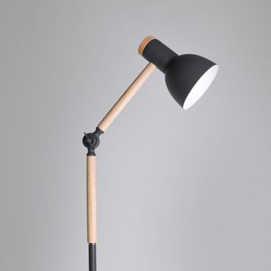 Floor Lamp TEACHER 1xE27 H.150xD.22cm matte Grey/Wood
