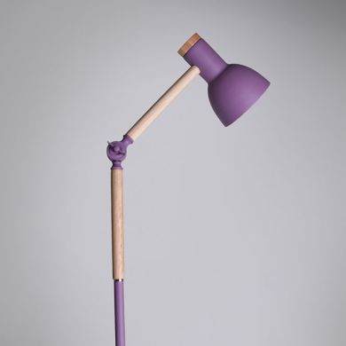 Lámpara de pie TEACHER 1xE27 Al.150xD.22cm Púrpura mate/Madera