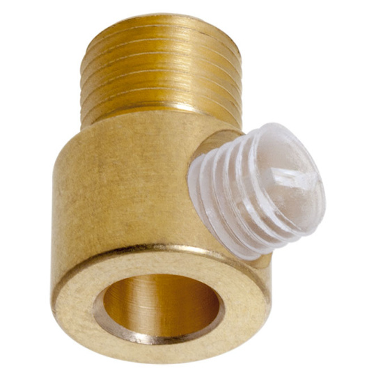 Cerra-cabos com rosca macho M10x1 de 7mm e parafuso transparente, em latão dourado (WG7 BRUTO)