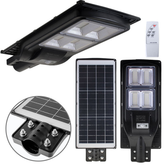 Aplique solar Solar Street Light com sensor IP65 1x200W LED 1300lm 6400K C.25xL.63xAlt.7cm Preto